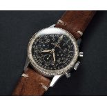 A RARE GENTLEMAN'S STAINLESS STEEL BREITLING AOPA NAVITIMER CHRONOGRAPH WRIST WATCH CIRCA 1963, REF.