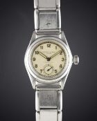 A GENTLEMAN'S STAINLESS STEEL ROLEX OYSTER ROYAL BRACELET WATCH CIRCA 1940s, REF. 3121 RETAILED BY