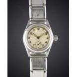 A GENTLEMAN'S STAINLESS STEEL ROLEX OYSTER ROYAL BRACELET WATCH CIRCA 1940s, REF. 3121 RETAILED BY