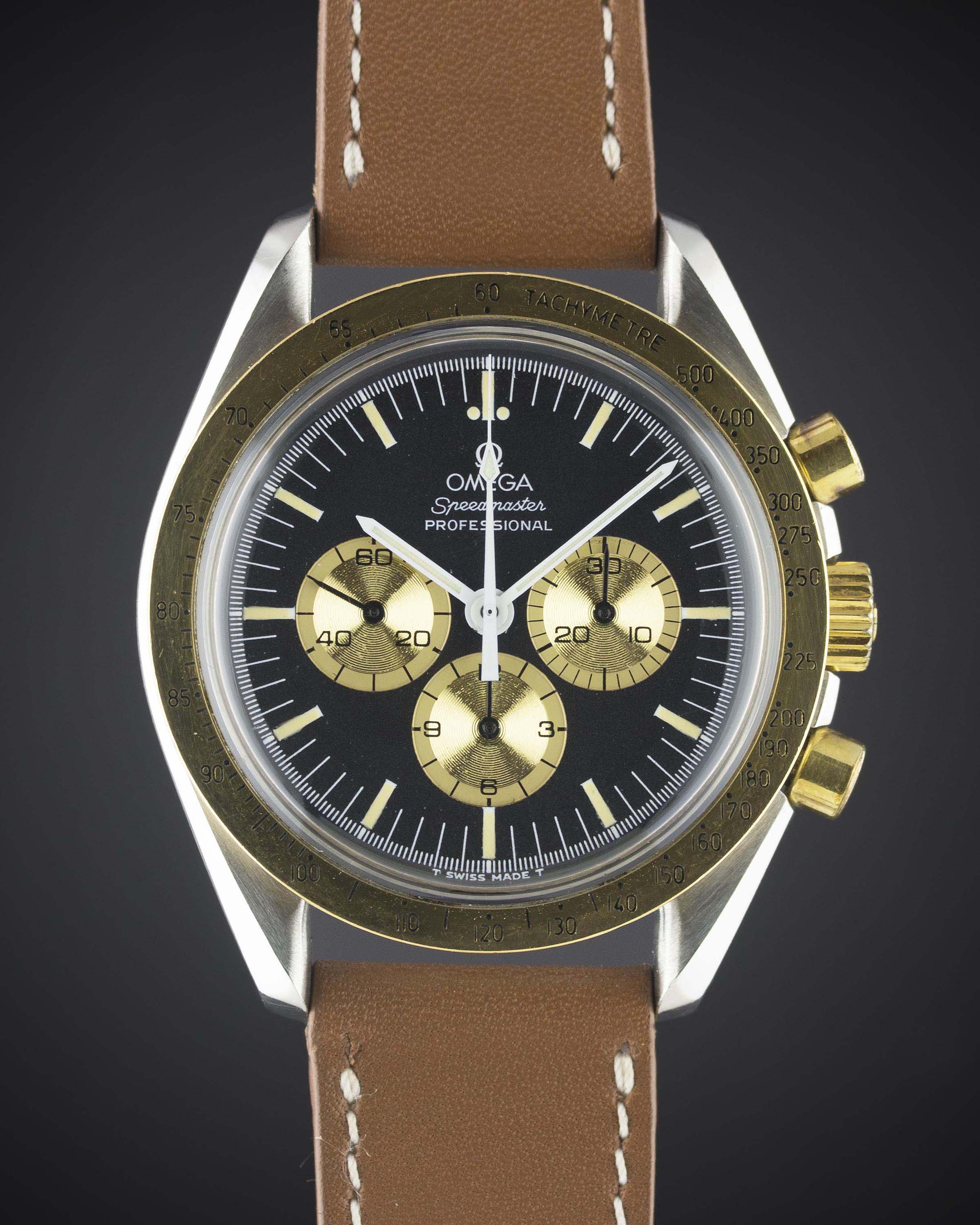 A RARE GENTLEMAN'S STEEL & GOLD OMEGA SPEEDMASTER PROFESSIONAL "LIBERACE" CHRONOGRAPH WRIST WATCH - Image 2 of 11