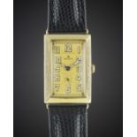 A GENTLEMAN'S 14K SOLID GOLD ROLEX RECTANGULAR WRIST WATCH CIRCA 1930s, REF. 829 Movement: 15J,