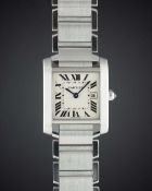 A MID SIZE STAINLESS STEEL CARTIER TANK FRANCAISE BRACELET WATCH CIRCA 2000s, REF. 2465 Movement: