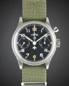 A RARE GENTLEMAN'S STAINLESS STEEL BRITISH MILITARY LEMANIA SINGLE BUTTON ROYAL NAVY PILOTS