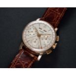 A VERY RARE GENTLEMAN'S 18K SOLID PINK GOLD BREITLING DATORA TRIPLE CALENDAR CHRONOGRAPH WRIST WATCH