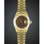 A RARE LADIES 18K SOLID GOLD ROLEX OYSTER PERPETUAL DATEJUST BRACELET WATCH DATED 1990, REF. 69178