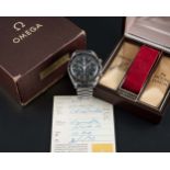 A RARE GENTLEMAN'S STAINLESS STEEL OMEGA SPEEDMASTER PROFESSIONAL CHRONOGRAPH BRACELET WATCH DATED