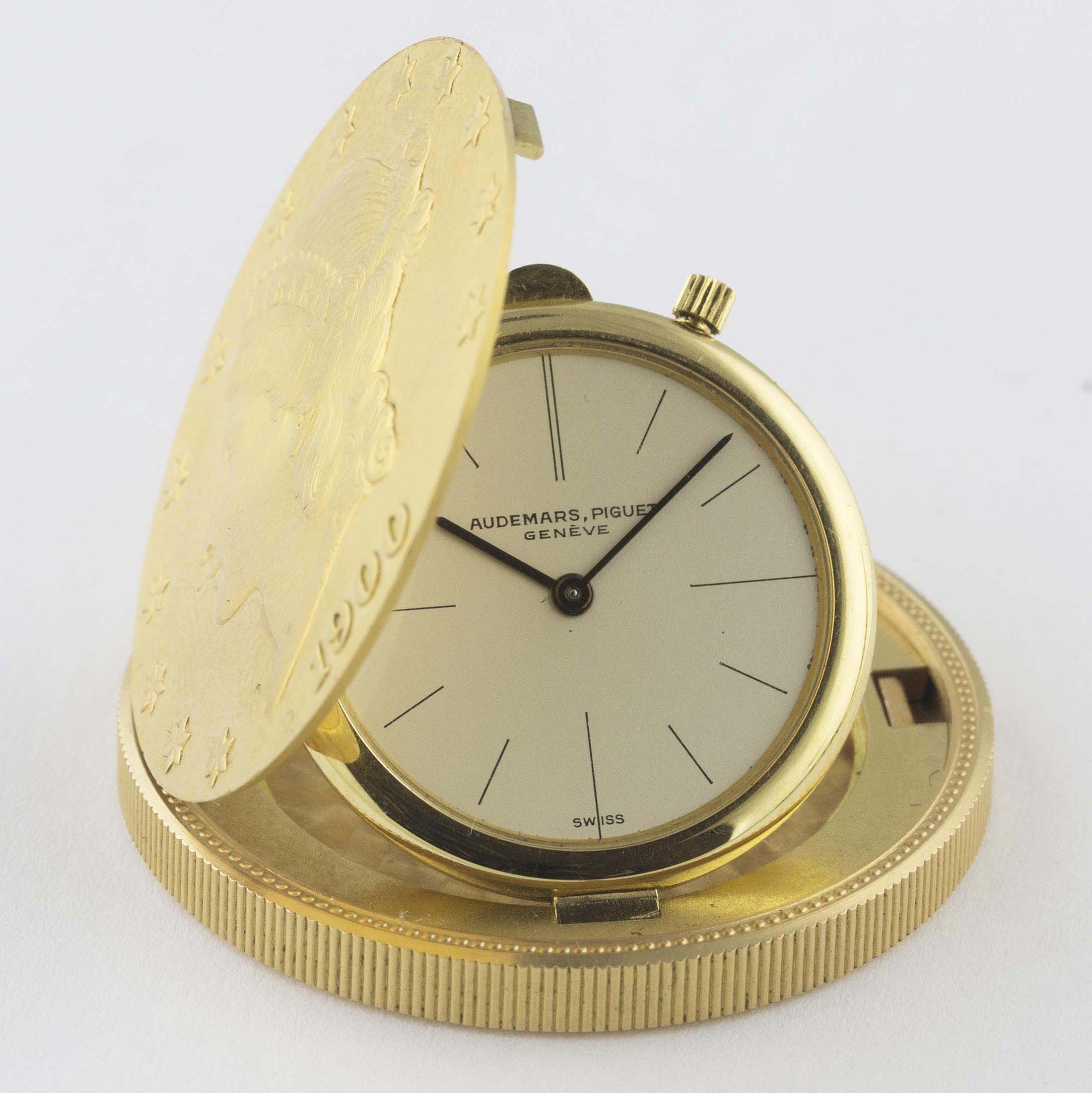 A FINE 18K SOLID GOLD AUDEMARS PIGUET 20 DOLLAR COIN WATCH CIRCA 1960s, WITH ORIGINAL AUDEMARS - Image 3 of 3