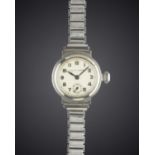 A LADIES STAINLESS STEEL ROLEX OYSTER "EGYPTIAN" BRACELET WATCH CIRCA 1940, REF. 2331 Movement: 15J,