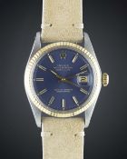 A GENTLEMAN'S STEEL & GOLD ROLEX OYSTER PERPETUAL DATEJUST WRIST WATCH CIRCA 1975, REF. 1601 WITH