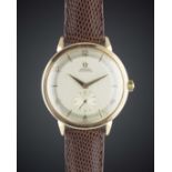 A GENTLEMAN'S LARGE SIZE 18K SOLID ROSE GOLD OMEGA AUTOMATIC WRIST WATCH CIRCA 1955, REF. 2861