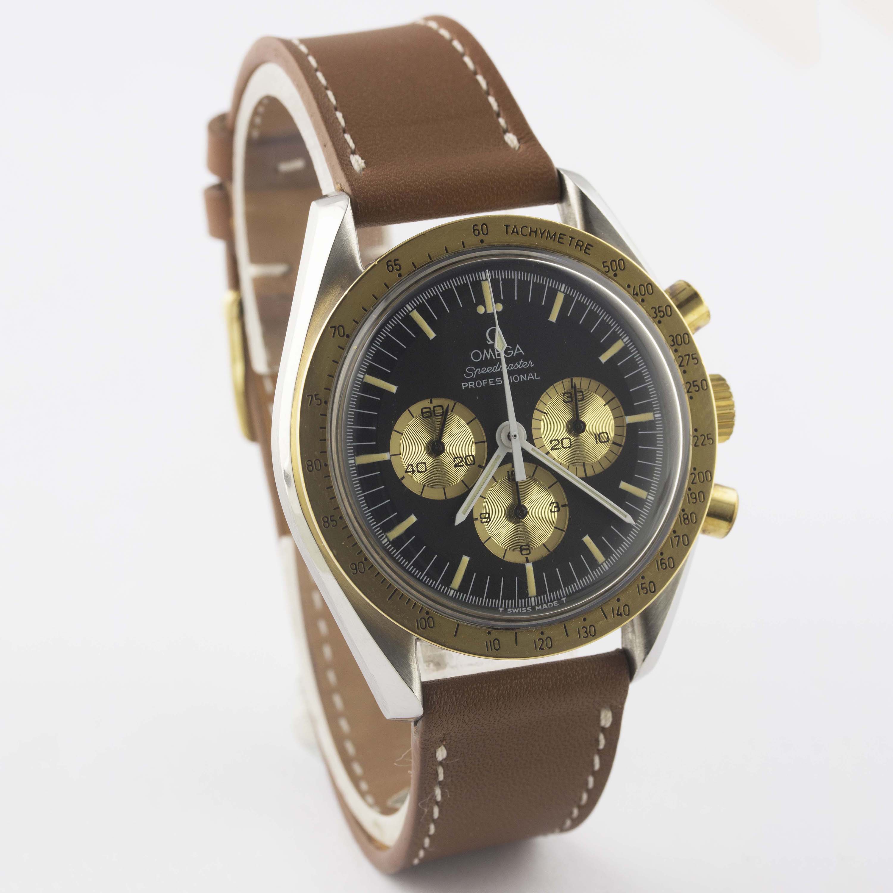 A RARE GENTLEMAN'S STEEL & GOLD OMEGA SPEEDMASTER PROFESSIONAL "LIBERACE" CHRONOGRAPH WRIST WATCH - Image 6 of 11