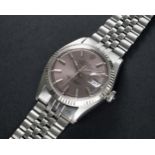 A GENTLEMAN'S STEEL & WHITE GOLD ROLEX OYSTER PERPETUAL DATEJUST BRACELET WATCH CIRCA 1968, REF.