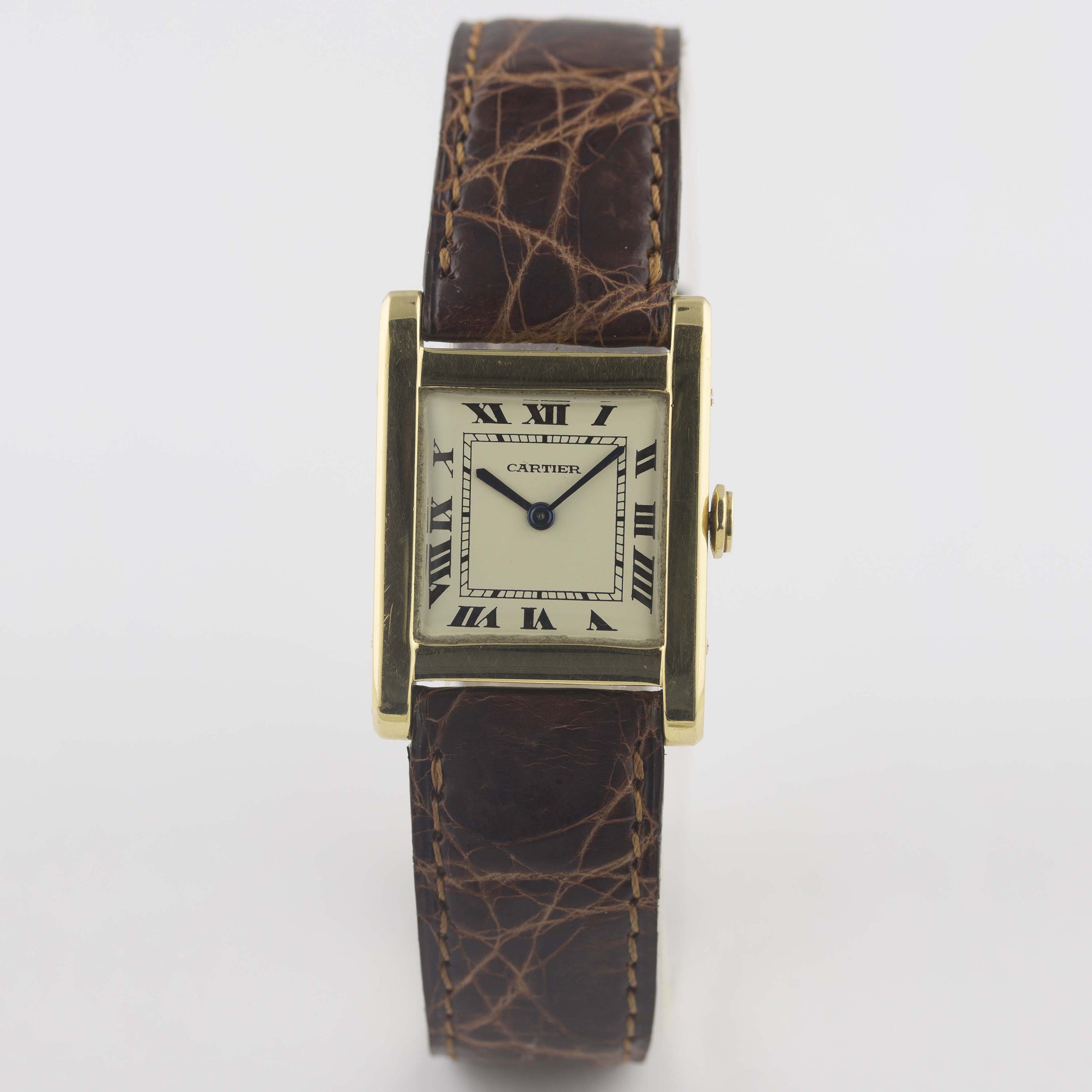 A RARE GENTLEMAN'S 18K SOLID GOLD CARTIER TANK NORMALE WRIST WATCH CIRCA 1960, WITH CARTIER BOX - Image 2 of 12