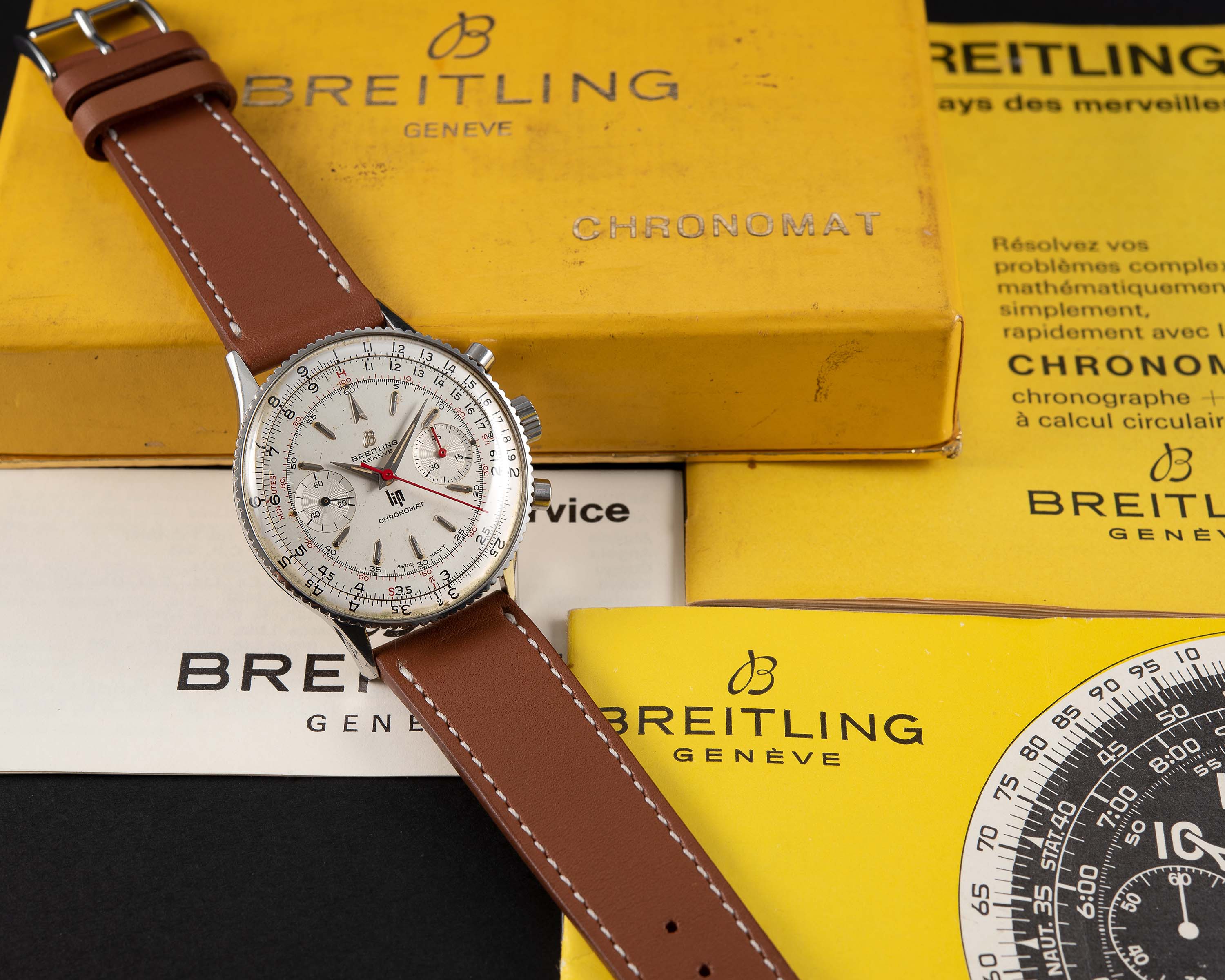 A RARE GENTLEMAN'S STAINLESS STEEL BREITLING LIP CHRONOMAT CHRONOGRAPH WRIST WATCH CIRCA 1967, - Image 3 of 12