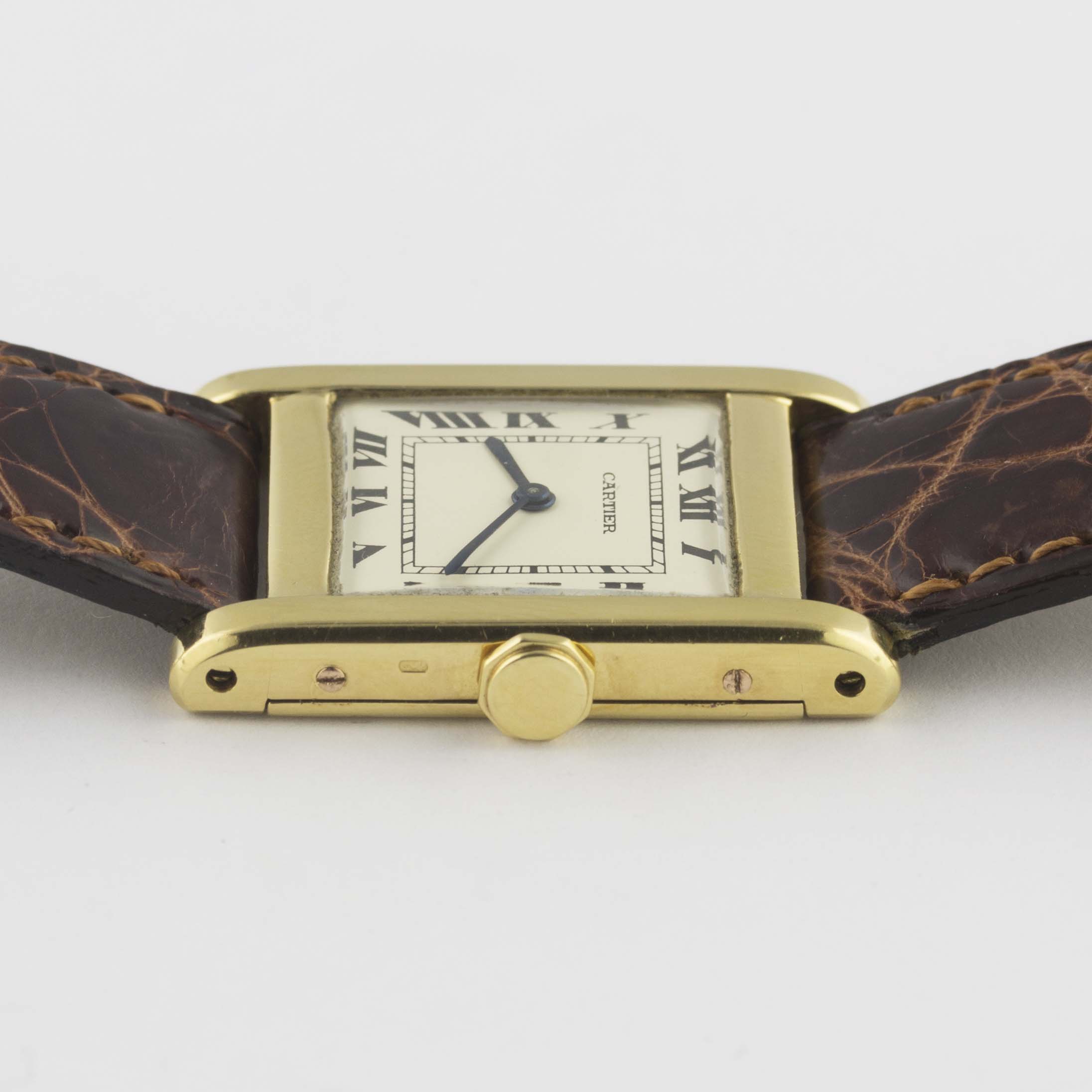 A RARE GENTLEMAN'S 18K SOLID GOLD CARTIER TANK NORMALE WRIST WATCH CIRCA 1960, WITH CARTIER BOX - Image 10 of 12