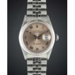 A GENTLEMAN'S STEEL & WHITE GOLD ROLEX OYSTER PERPETUAL DATEJUST BRACELET WATCH CIRCA 1991, REF.