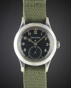 A GENTLEMAN'S BRITISH MILITARY JAEGER LECOULTRE W.W.W. WRIST WATCH CIRCA 1940s, PART OF THE "DIRTY