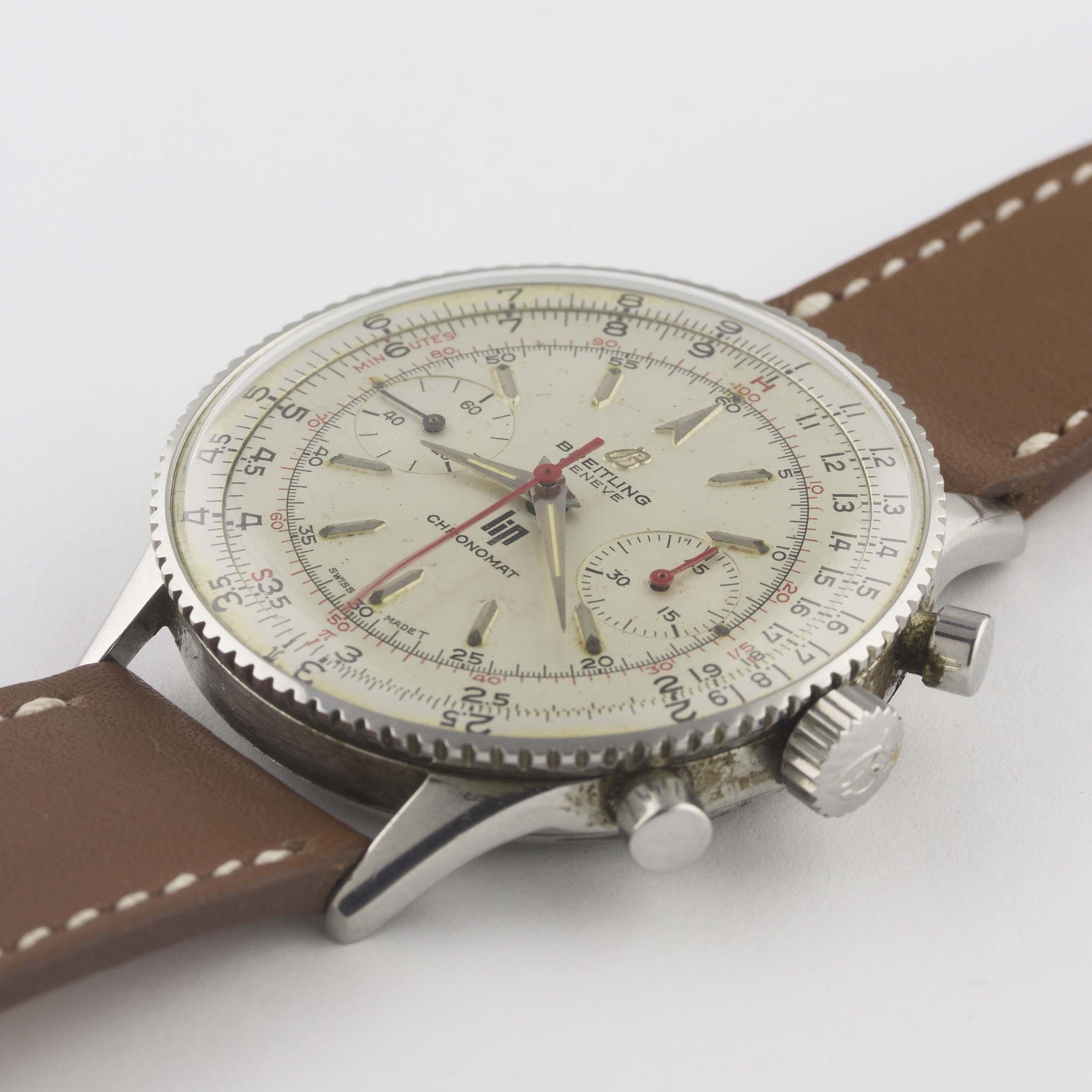 A RARE GENTLEMAN'S STAINLESS STEEL BREITLING LIP CHRONOMAT CHRONOGRAPH WRIST WATCH CIRCA 1967, - Image 5 of 12