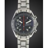 A GENTLEMAN'S STAINLESS STEEL OMEGA SPEEDMASTER "RACING" AUTOMATIC CHRONOGRAPH BRACELET WATCH