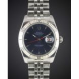 A GENTLEMAN'S STEEL & WHITE GOLD ROLEX OYSTER PERPETUAL DATEJUST "TURNOGRAPH" BRACELET WATCH DATED