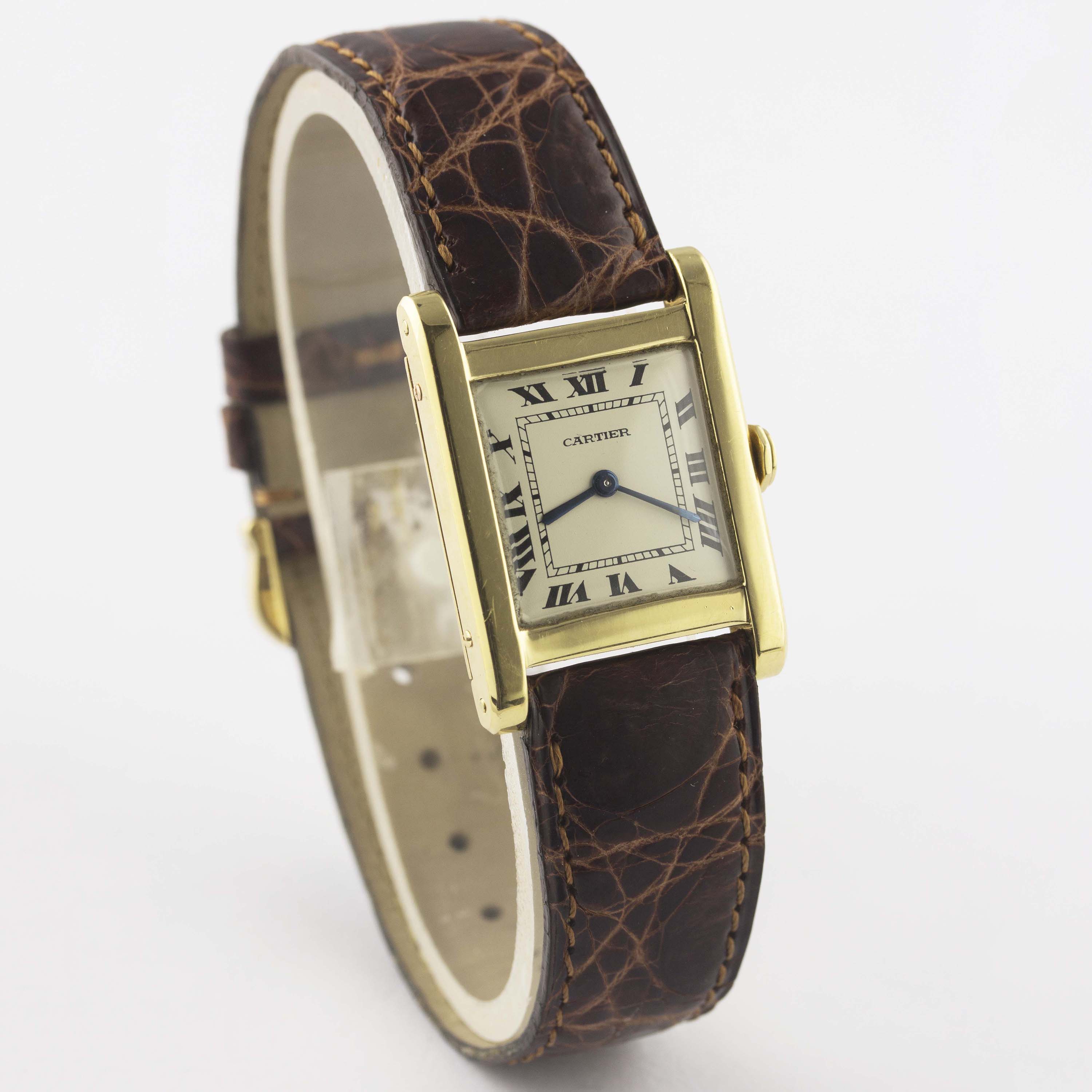 A RARE GENTLEMAN'S 18K SOLID GOLD CARTIER TANK NORMALE WRIST WATCH CIRCA 1960, WITH CARTIER BOX - Image 5 of 12