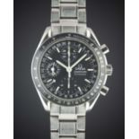 A GENTLEMAN'S STAINLESS STEEL OMEGA SPEEDMASTER TRIPLE CALENDAR AUTOMATIC CHRONOGRAPH BRACELET