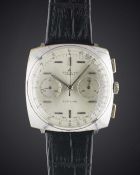 A GENTLEMAN'S CHROME PLATED BREITLING TOP TIME CHRONOGRAPH WRIST WATCH CIRCA 1966, REF. 2006