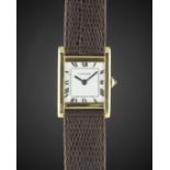A RARE GENTLEMAN'S 18K SOLID GOLD CARTIER LONDON TANK NORMALE WRIST WATCH CIRCA 1965, WITH LONDON