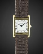 A RARE GENTLEMAN'S 18K SOLID GOLD CARTIER LONDON TANK NORMALE WRIST WATCH CIRCA 1965, WITH LONDON