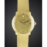 A GENTLEMAN'S 18K SOLID GOLD OMEGA GENEVE BRACELET WATCH CIRCA 1972, REF. 166.070 WITH SOLID GOLD "