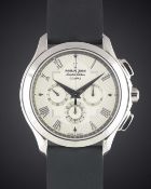 A RARE GENTLEMAN'S STAINLESS STEEL UNIVERSAL GENEVE LIMITED EDITION COMPAX CHRONOGRAPH WRIST WATCH