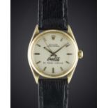 A GENTLEMAN'S 14K SOLID GOLD ROLEX OYSTER PERPETUAL WRIST WATCH DATED 1963, REF. 1003 PRESENTED TO