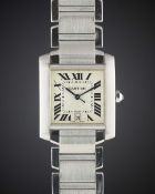 A GENTLEMAN'S STAINLESS STEEL CARTIER TANK FRANCAISE AUTOMATIC BRACELET WATCH CIRCA 2000s, REF. 2302