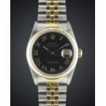 A GENTLEMAN'S STEEL & GOLD ROLEX OYSTER PERPETUAL DATEJUST BRACELET WATCH CIRCA 1987, REF. 16233