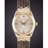 A GENTLEMAN'S 9CT SOLID GOLD ROLEX OYSTER PERPETUAL BRACELET WATCH CIRCA 1961, REF. 1002 WITH