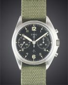 A GENTLEMAN'S STAINLESS STEEL BRITISH MILITARY CWC RAF PILOTS CHRONOGRAPH WRIST WATCH DATED 1980,