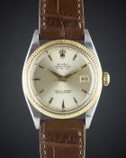 A GENTLEMAN'S STEEL & GOLD ROLEX OYSTER PERPETUAL DATEJUST WRIST WATCH CIRCA 1960, REF. 1601 WITH "