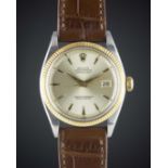 A GENTLEMAN'S STEEL & GOLD ROLEX OYSTER PERPETUAL DATEJUST WRIST WATCH CIRCA 1960, REF. 1601 WITH "