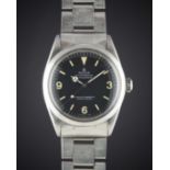 A GENTLEMAN'S STAINLESS STEEL ROLEX OYSTER PERPETUAL EXPLORER BRACELET WATCH CIRCA 1963, REF. 1016