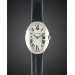 A LADIES 18K SOLID WHITE GOLD CARTIER BAIGNOIRE WRIST WATCH CIRCA 2010, REF. 3065 Movement: