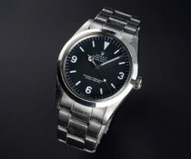 A RARE GENTLEMAN'S STAINLESS STEEL ROLEX OYSTER PERPETUAL EXPLORER BRACELET WATCH CIRCA 1988, REF.