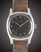 A RARE GENTLEMAN'S STAINLESS STEEL CZECH MILITARY AIR FORCE ETERNA PILOTS WRIST WATCH CIRCA 1940s,