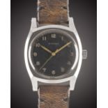 A RARE GENTLEMAN'S STAINLESS STEEL CZECH MILITARY AIR FORCE ETERNA PILOTS WRIST WATCH CIRCA 1940s,