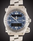 A GENTLEMAN'S UNWORN TITANIUM BREITLING EMERGENCY MULTIFUNCTION BRACELET WATCH DATED 2006, REF.