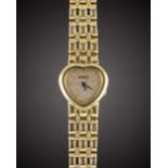 A LADIES 18K SOLID GOLD & DIAMOND PIAGET "HEART" BRACELET WATCH CIRCA 1990s, REF. 8442 K61 WITH PAVÉ