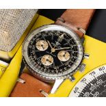 A GENTLEMAN'S STAINLESS STEEL BREITLING NAVITIMER CHRONOGRAPH WRIST WATCH DATED 1966, REF. 806