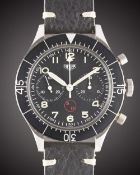 A GENTLEMAN'S STAINLESS STEEL GERMAN MILITARY HEUER "BUND" FLYBACK CHRONOGRAPH WRIST WATCH CIRCA