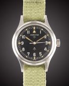 A GENTLEMAN'S STAINLESS STEEL BRITISH MILITARY HAMILTON RAF PILOTS WRIST WATCH CIRCA 1960s Movement: