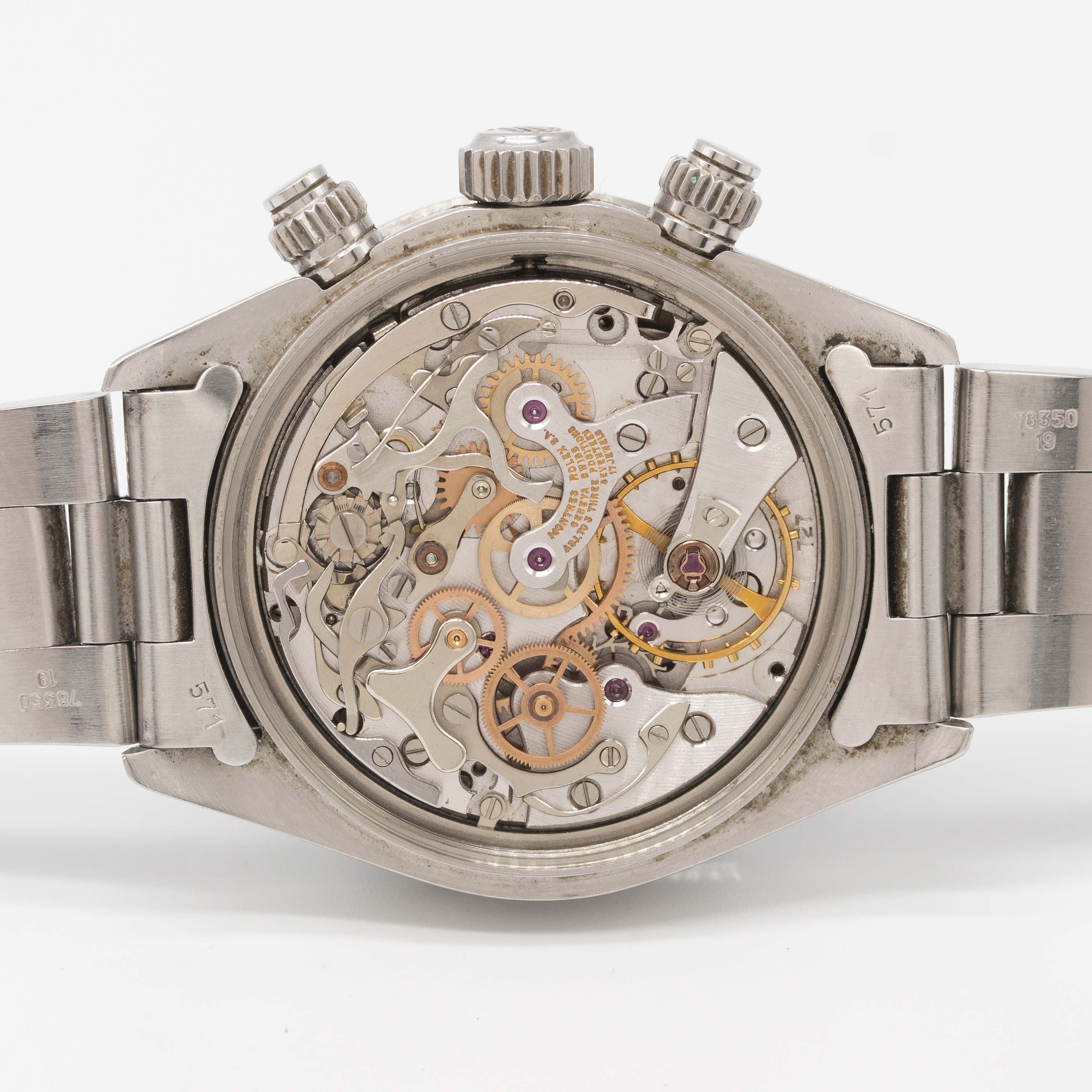 A VERY RARE GENTLEMAN'S STAINLESS STEEL ROLEX OYSTER COSMOGRAPH DAYTONA BRACELET WATCH CIRCA 1979, - Image 9 of 12