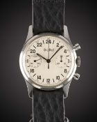 A GENTLEMAN'S STAINLESS STEEL GALLET 24 HOUR CHRONOGRAPH WRIST WATCH CIRCA 1960s Movement: 17J,